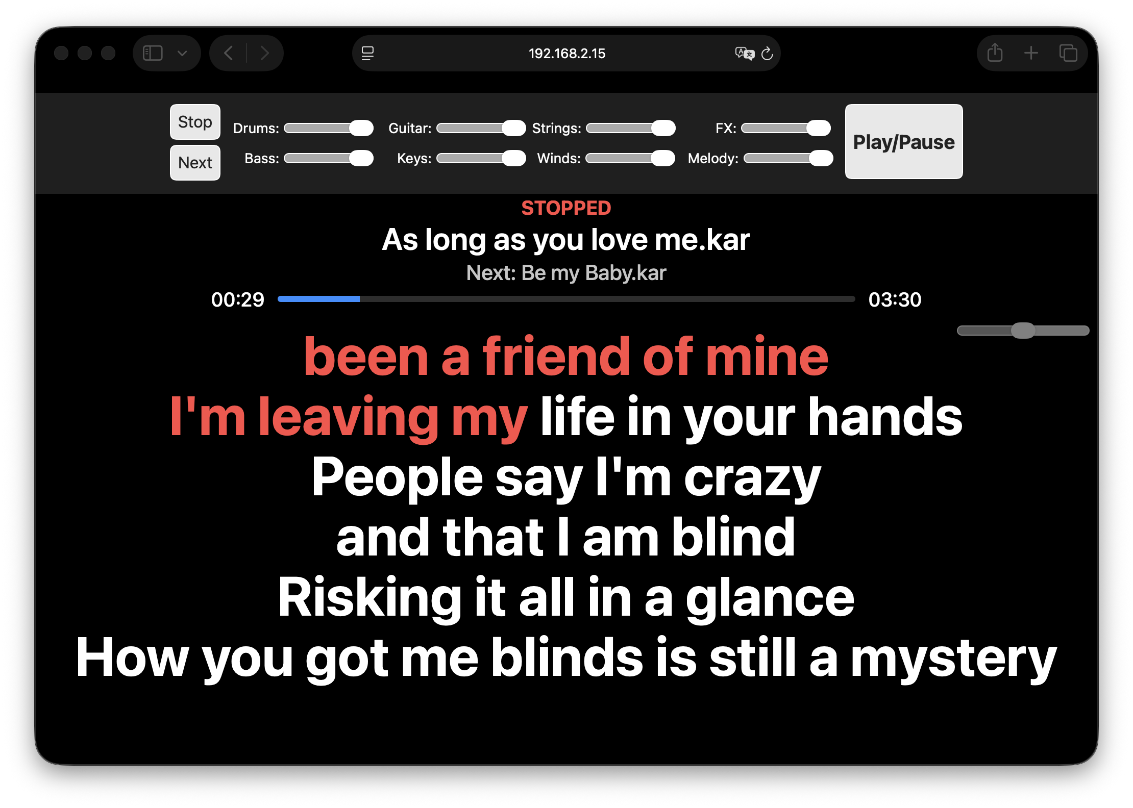 Merik lyrics viewer with remote controls